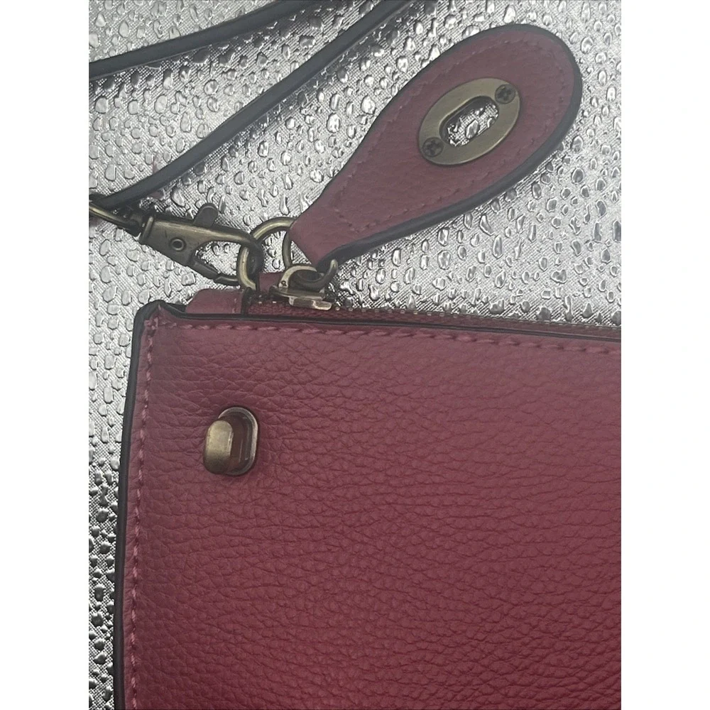 Joy Susan Women's Vegan Leather Wristlet Crossbody Clutch Bag Hot Pink W/ strap - Picture 8 of 16